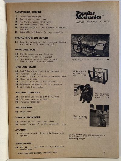VINTAGE MAGAZINE: Popular Mechanics - Vol. 141, No. 6 - August 1974