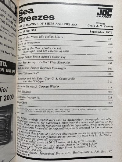 SEA BREEZES: The Magazine of Ships and the Sea, Vol. 49 - Jan 1975 to Dec 1975
