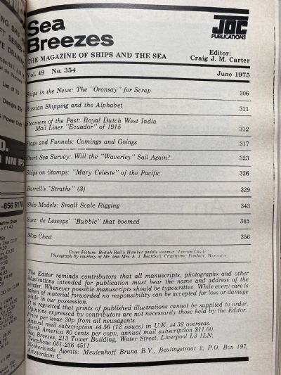 SEA BREEZES: The Magazine of Ships and the Sea, Vol. 49 - Jan 1975 to Dec 1975