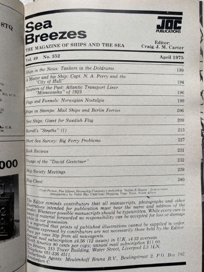 SEA BREEZES: The Magazine of Ships and the Sea, Vol. 49 - Jan 1975 to Dec 1975