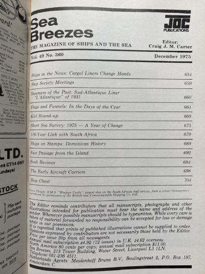 SEA BREEZES: The Magazine of Ships and the Sea, Vol. 49 - Jan 1975 to Dec 1975