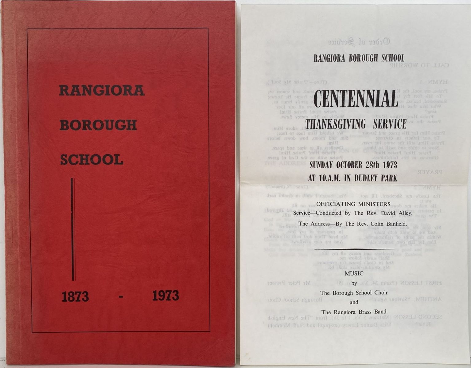 RANGIORA BOROUGH SCHOOL 1873 - 1973
