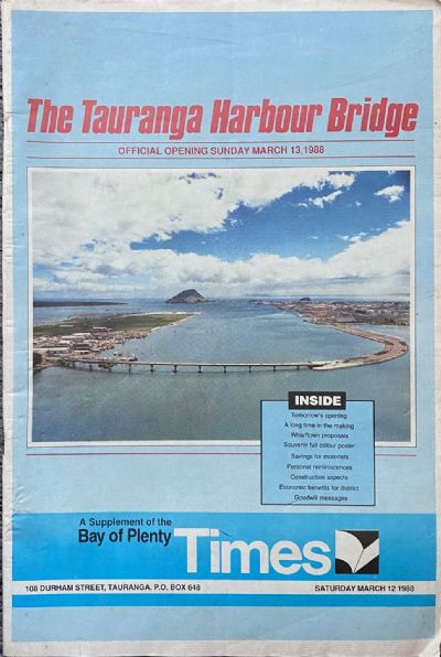 OLD NEWSPAPER: The Bay of Plenty Times - Opening of Tauranga Harbour Bridge 1988