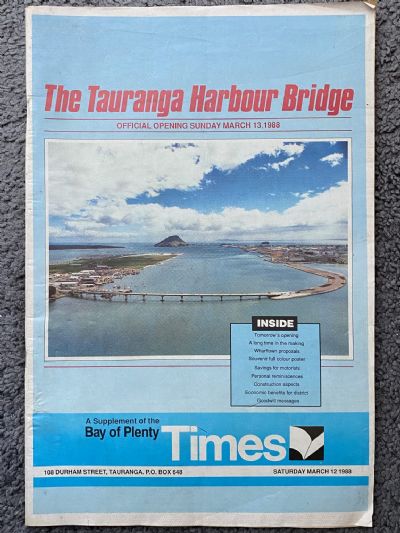 OLD NEWSPAPER: The Bay of Plenty Times - Opening of Tauranga Harbour Bridge 1988