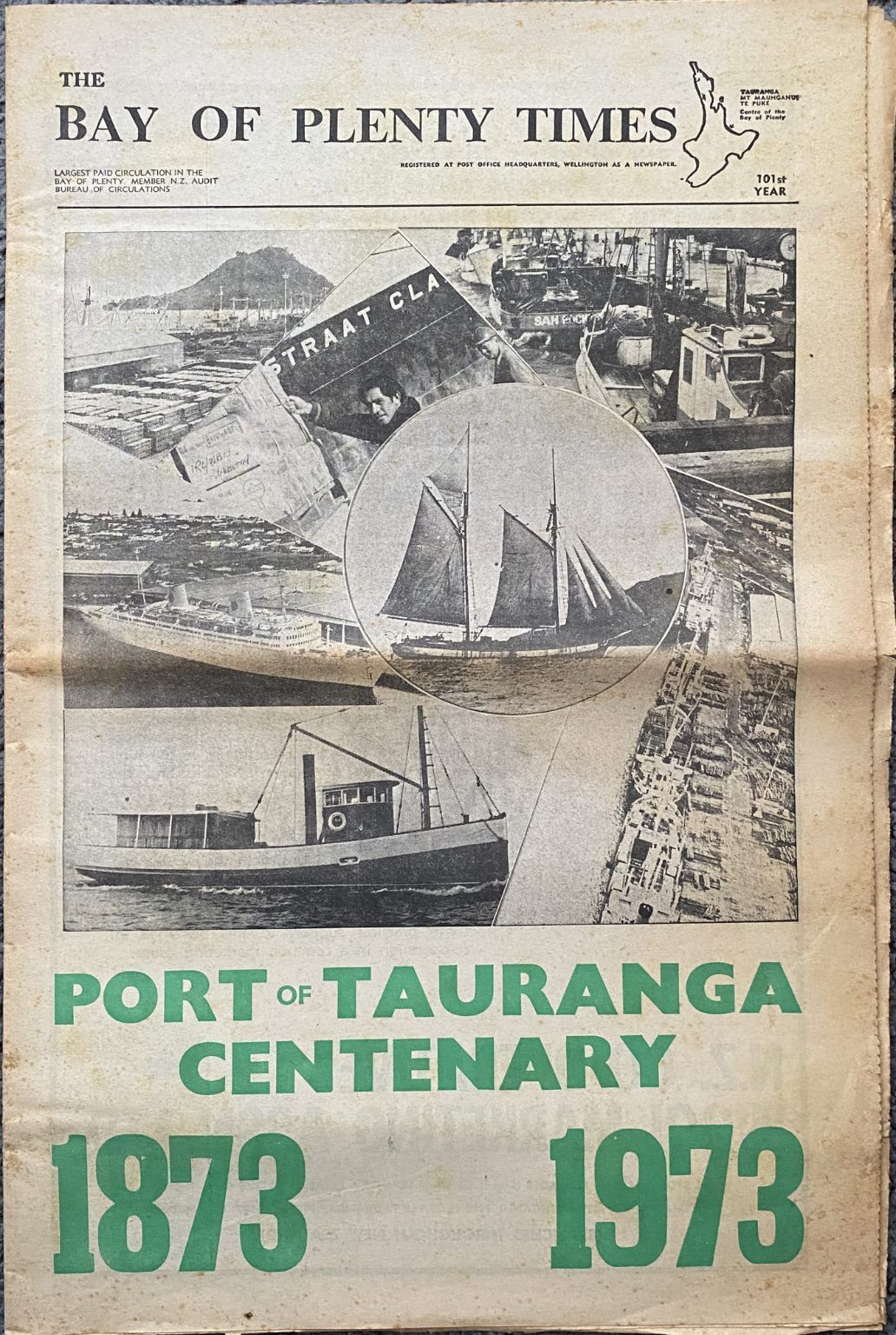 OLD NEWSPAPER: Bay of Plenty Times - Port of Tauranga Centenary 1873-1973