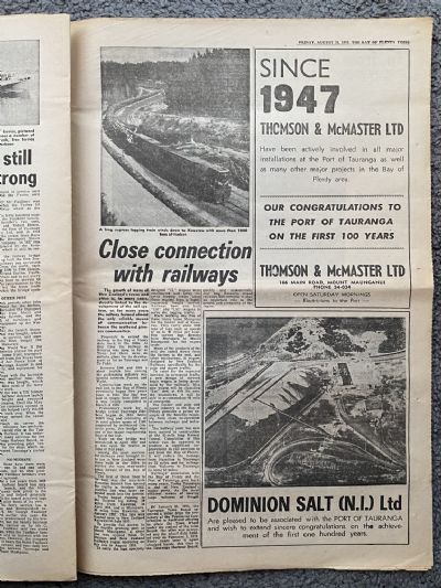 OLD NEWSPAPER: Bay of Plenty Times - Port of Tauranga Centenary 1873-1973