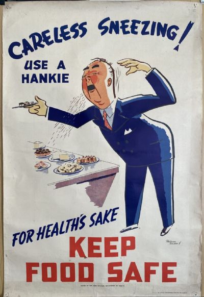 VINTAGE POSTER: New Zealand Department of Health / Food Safety 