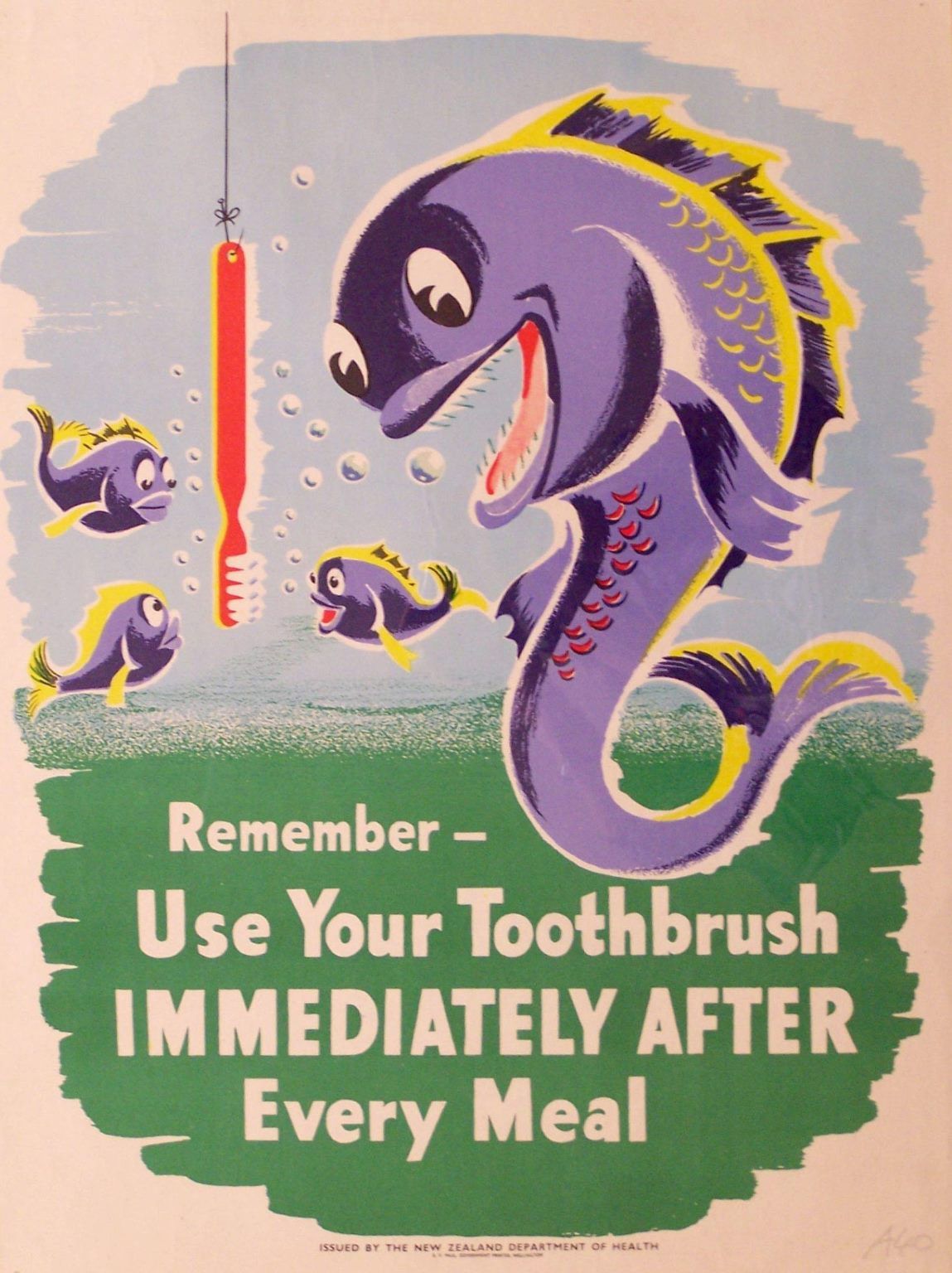 VINTAGE POSTER: New Zealand Department of Health / Use Your Toothbrush