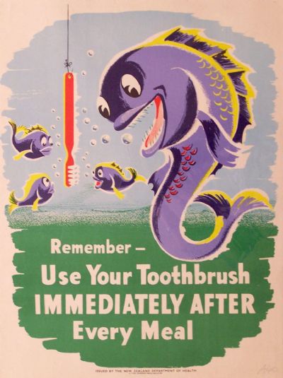 VINTAGE POSTER: New Zealand Department of Health / Use Your Toothbrush 