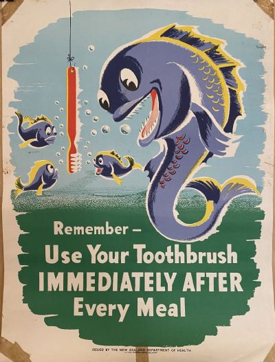 VINTAGE POSTER: New Zealand Department of Health / Use Your Toothbrush