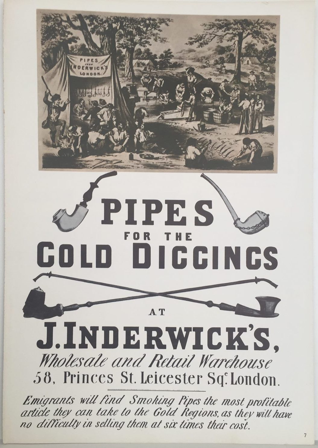 VINTAGE POSTER: Pipes for the Gold Diggins 1860
