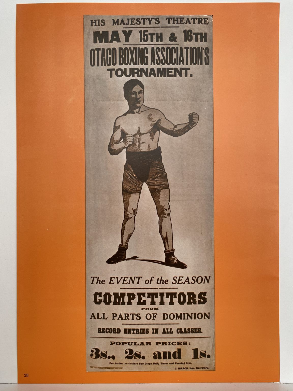 VINTAGE POSTER: Otago Boxing Association 1907