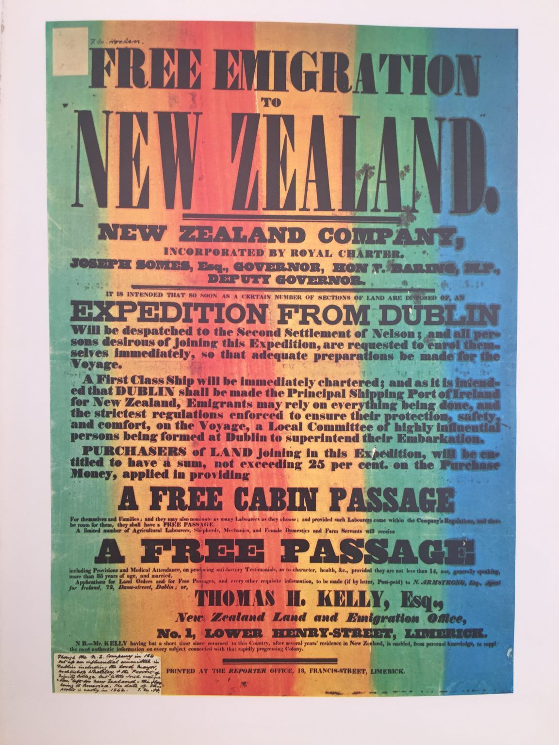 VINTAGE POSTER: Emigration to New Zealand 1842