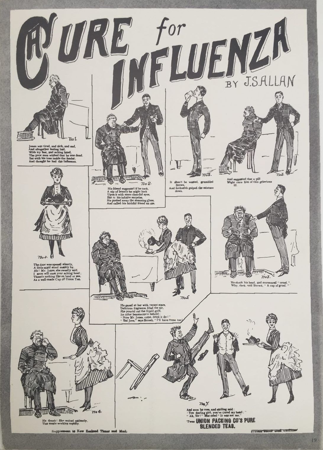 VINTAGE POSTER: Cure for Influenza 1890