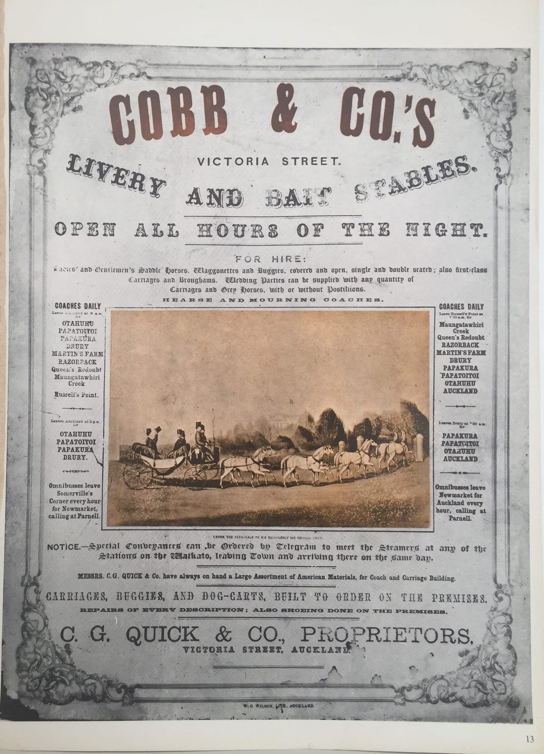 VINTAGE POSTER: Cobb & Co Stables 1870