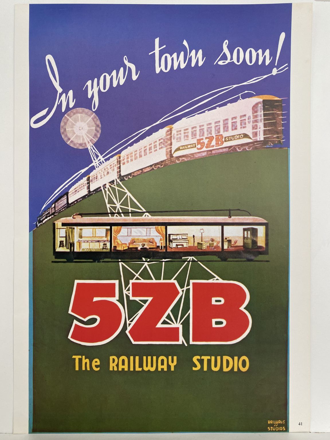 VINTAGE POSTER: 5ZB Railway Radio 1939