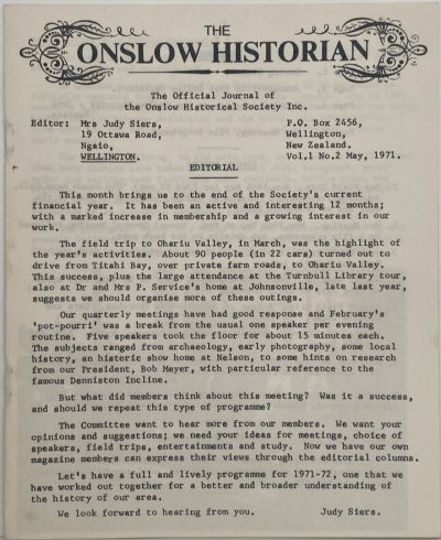 THE ONSLOW HISTORIAN: Vol. 1 - No. 2, May 1971 