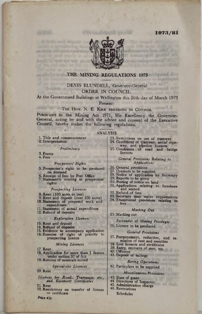 THE MINING REGULATIONS 1973 - 1981 