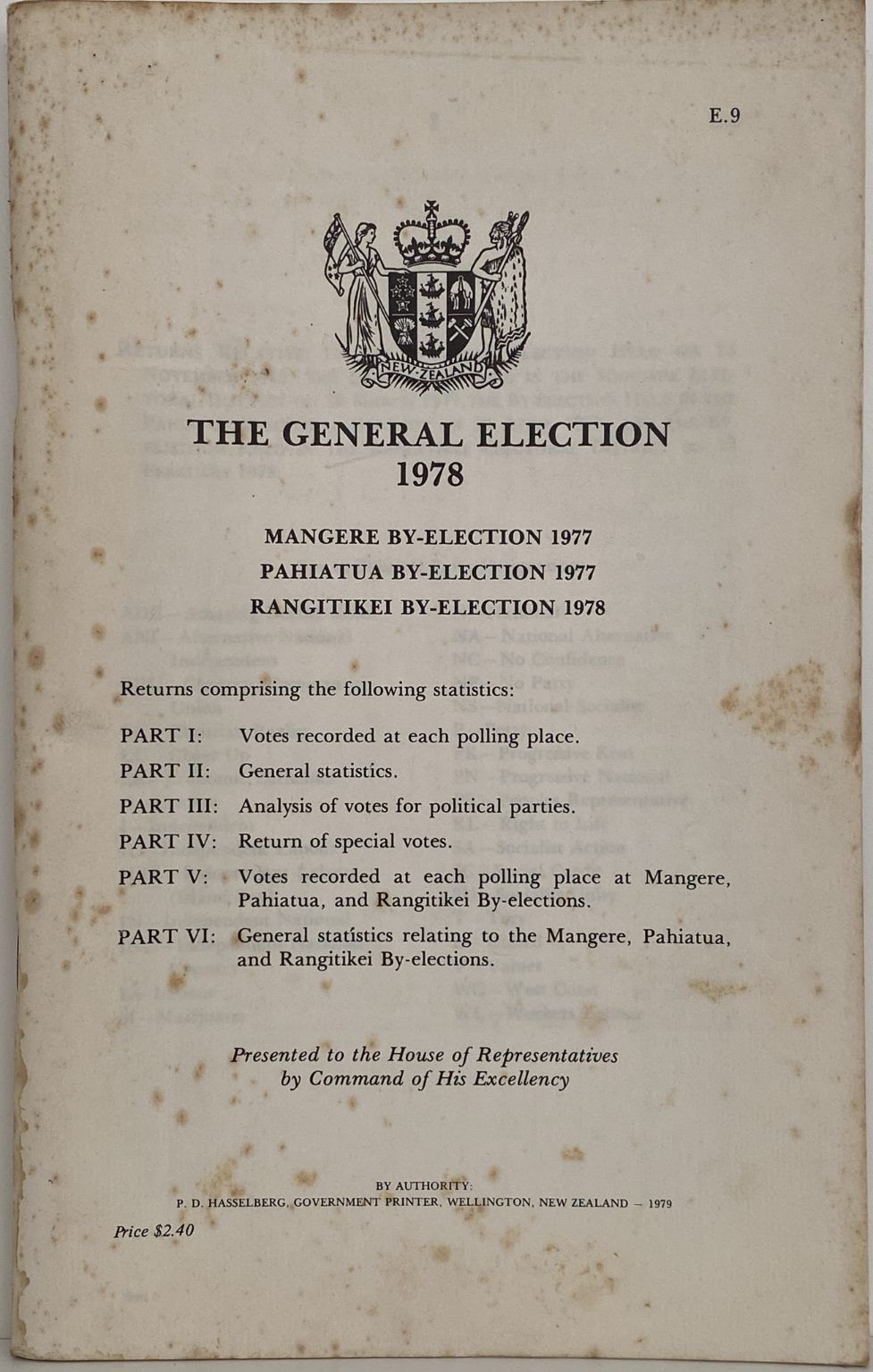 THE GENERAL ELECTION 1978 - Return Statistics