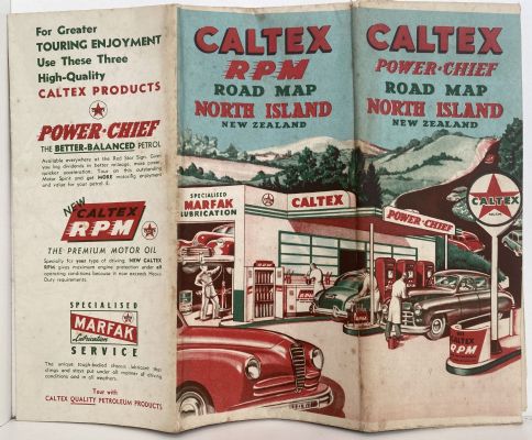 CALTEX Power Chief ROAD MAP of New Zealand - North Island 1940 