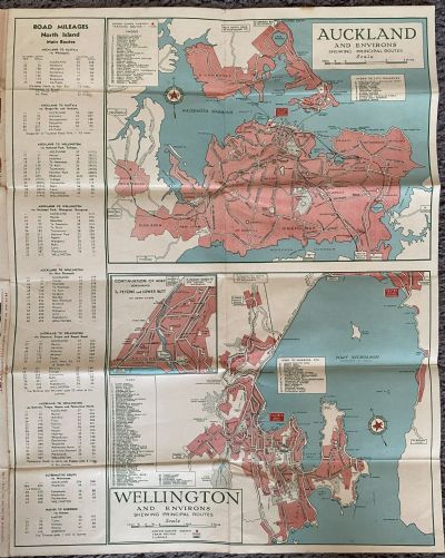 CALTEX Power Chief ROAD MAP of New Zealand - North Island 1940