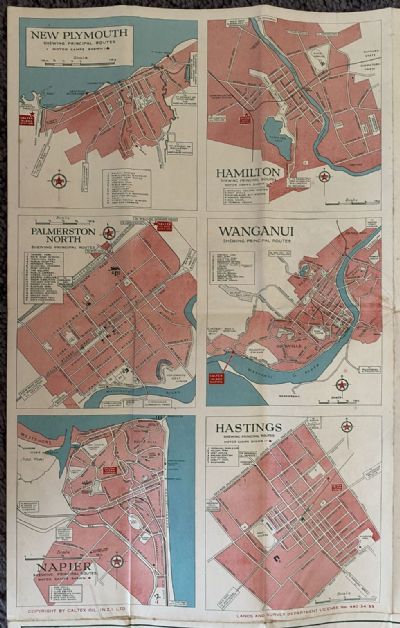 CALTEX Power Chief ROAD MAP of New Zealand - North Island 1940