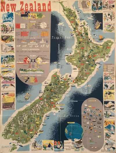 VINTAGE POSTER: New Zealand - Department of Tourism and Publicity 1951 