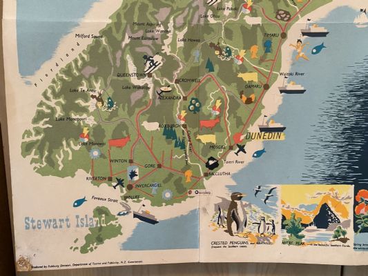 VINTAGE POSTER: New Zealand - Department of Tourism and Publicity 1951