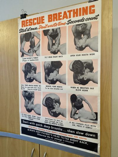 VINTAGE POSTER: Rescue Breathing / National Water Safety Council