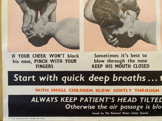 VINTAGE POSTER: Rescue Breathing / National Water Safety Council
