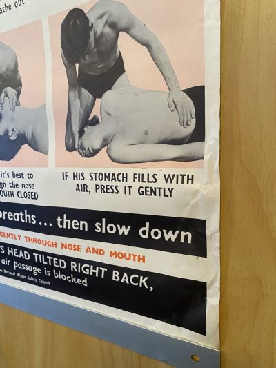 VINTAGE POSTER: Rescue Breathing / National Water Safety Council
