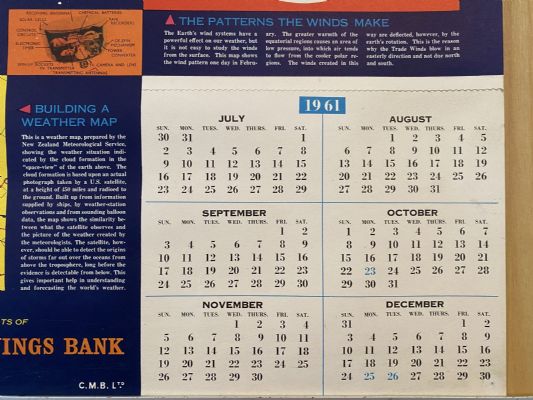 VINTAGE CALENDAR: Post Office School Savings Bank 1961