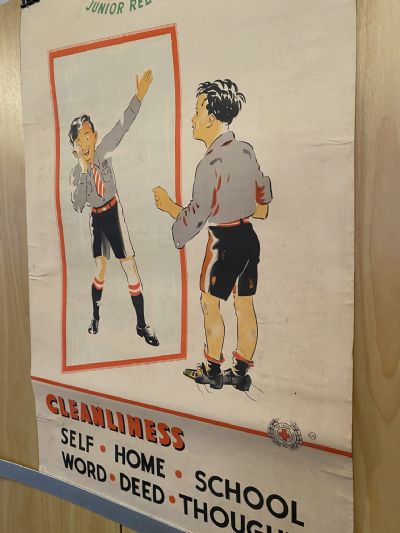 VINTAGE POSTER: New Zealand Junior Red Cross / Cleanliness for Children 1950s