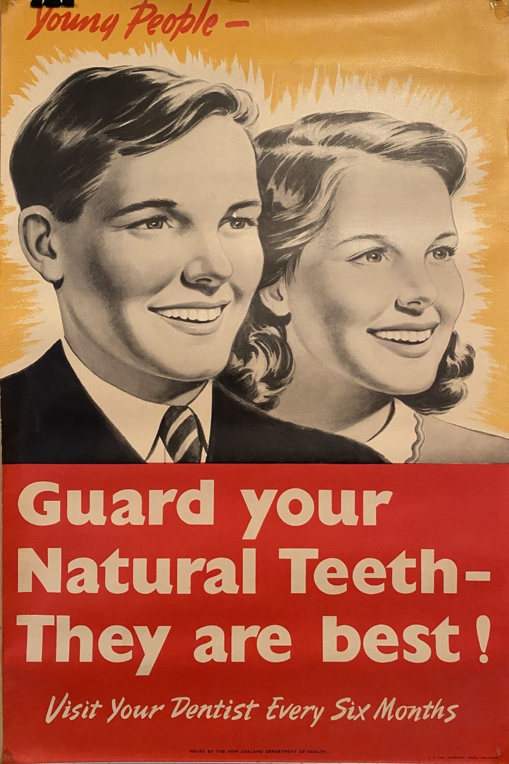 VINTAGE POSTER: New Zealand Department of Health / Visit the Dentist