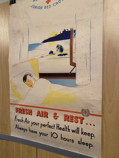 VINTAGE POSTER: New Zealand Junior Red Cross / Fresh Air & Rest 1950s