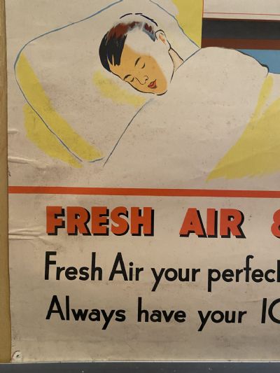 VINTAGE POSTER: New Zealand Junior Red Cross / Fresh Air & Rest 1950s