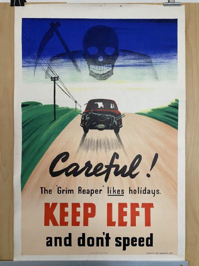 VINTAGE POSTER: New Zealand Transport Department / Holiday Traffic Safety