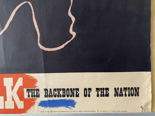 VINTAGE POSTER: NZ Department of Health / Milk - Backbone of the Nation 1960s