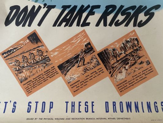 VINTAGE POSTER: Water Safety Around Rivers / Drowning Prevention 1950s