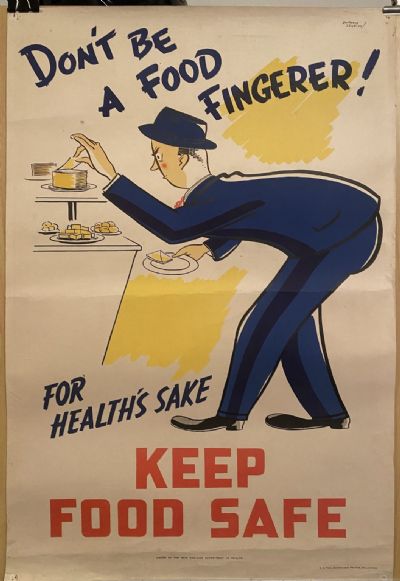VINTAGE POSTER: New Zealand Department of Health / Keep Food Safety 1950s 