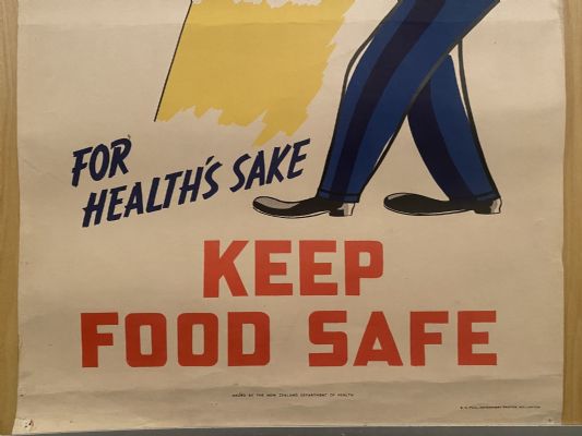 VINTAGE POSTER: New Zealand Department of Health / Keep Food Safety 1950s