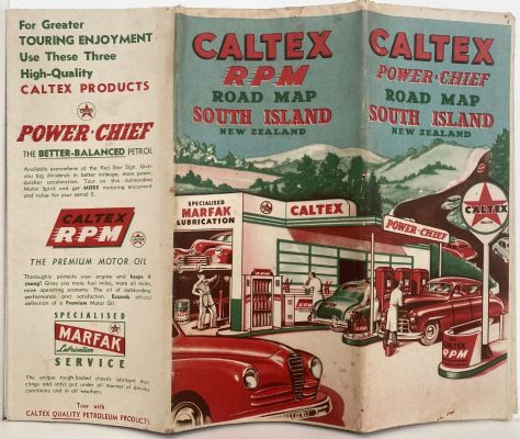 CALTEX Power Chief ROAD MAP of New Zealand - South Island 1940 