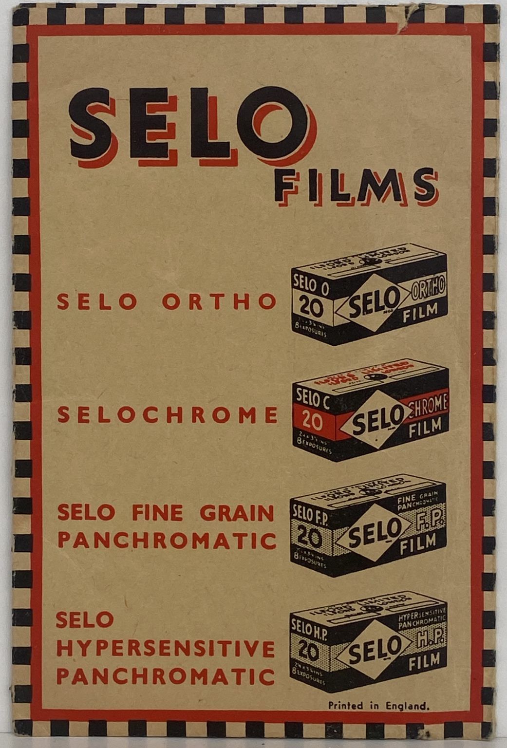 OLD PHOTO / NEGATIVE WALLET: Selo Film. R.W. Martin Chemist, Nelson 1940