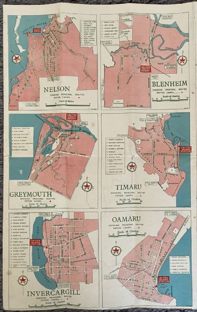 CALTEX Power Chief ROAD MAP of New Zealand - South Island 1940