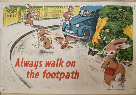VINTAGE POSTER: New Zealand Education Department / Children's Road Safety 