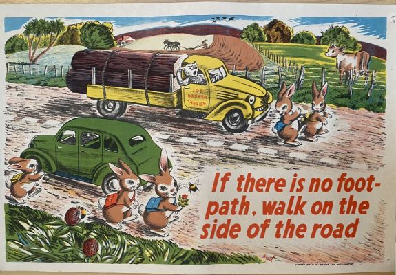 VINTAGE POSTER: New Zealand Education Department / Children's Road Safety 