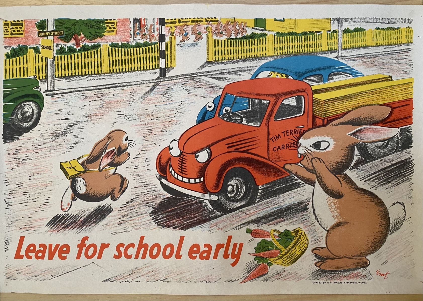 VINTAGE POSTER: New Zealand Education Department / Children's Road Safety