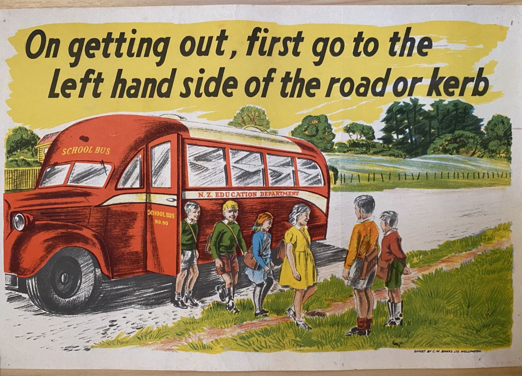 VINTAGE POSTER: New Zealand Education Department / Children's Road Safety