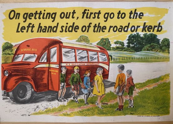 VINTAGE POSTER: New Zealand Education Department / Children's Road Safety 