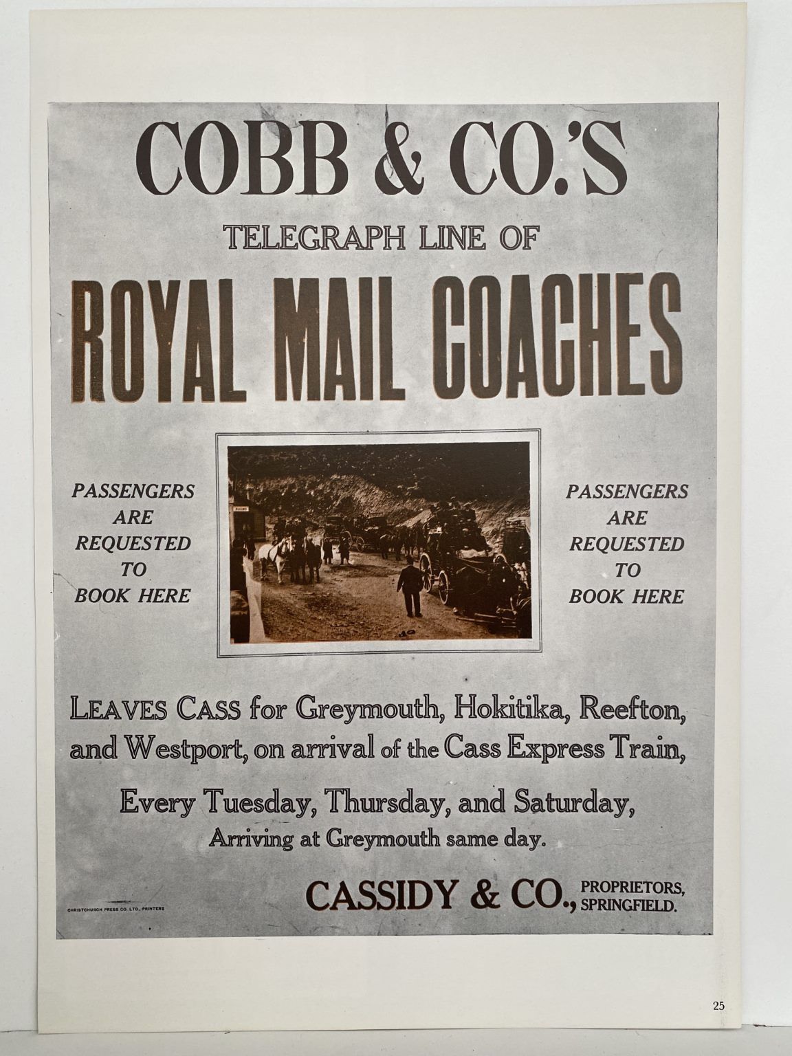 VINTAGE POSTER: Cobb & Co Royal Mail Coaches 1906